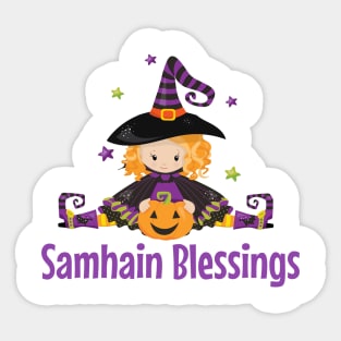 Samhain Wicca Witch Gift Pumpkin Pagan Family Design Sticker